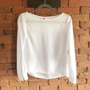 Long Sleeve Blouse in White by Uniqlo